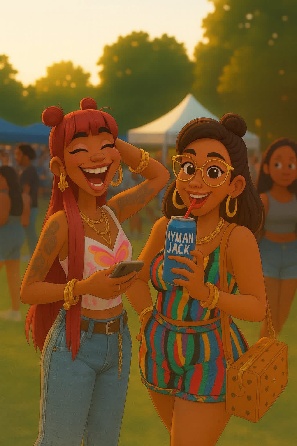 Friends laughing at the cookout